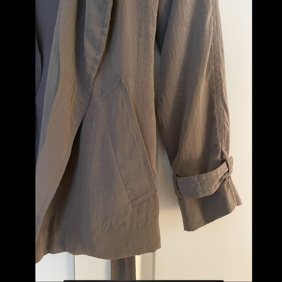 Gap Taupe/Gray Tie-Waist Trench Coat Rain Jacket - Picture 7 of 8